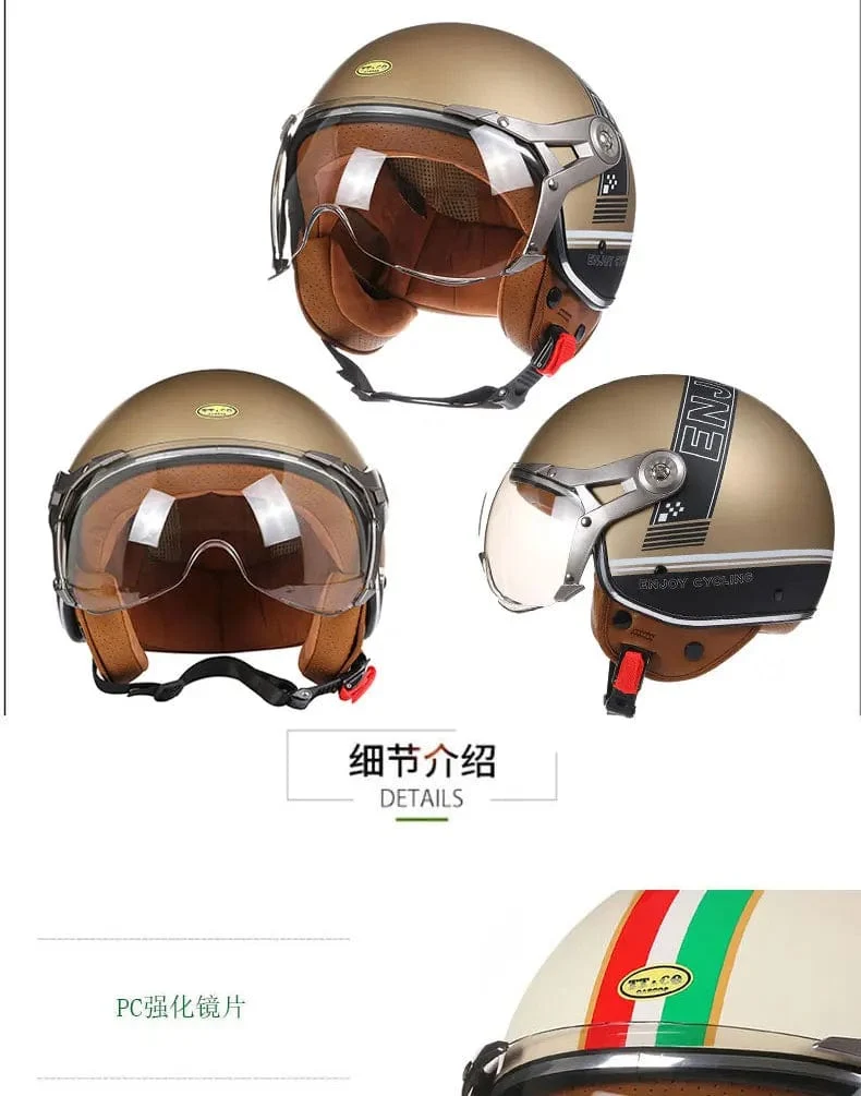 Open Face 3/4 Motorrad Retro Motorrad Helme Vintage Chopper Capacete De Moto Bike Cascos Roller Mit Für Männer Frauen DOT