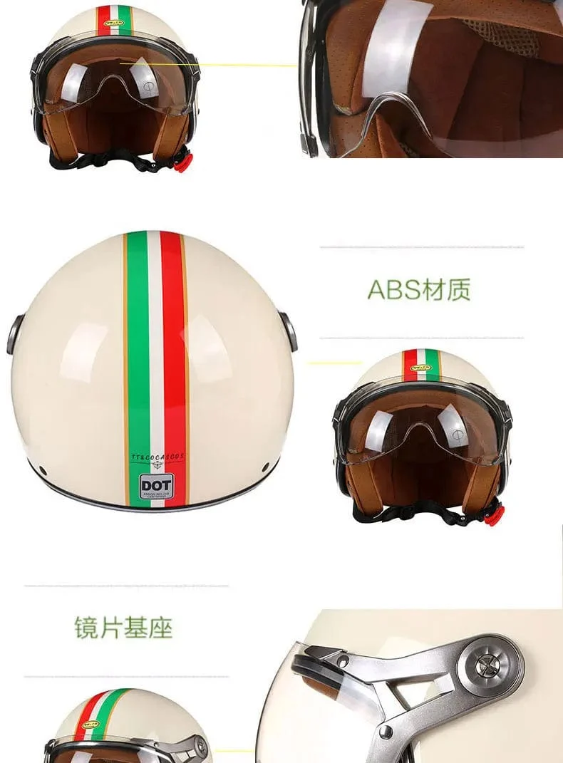 Open Face 3/4 Motorrad Retro Motorrad Helme Vintage Chopper Capacete De Moto Bike Cascos Roller Mit Für Männer Frauen DOT