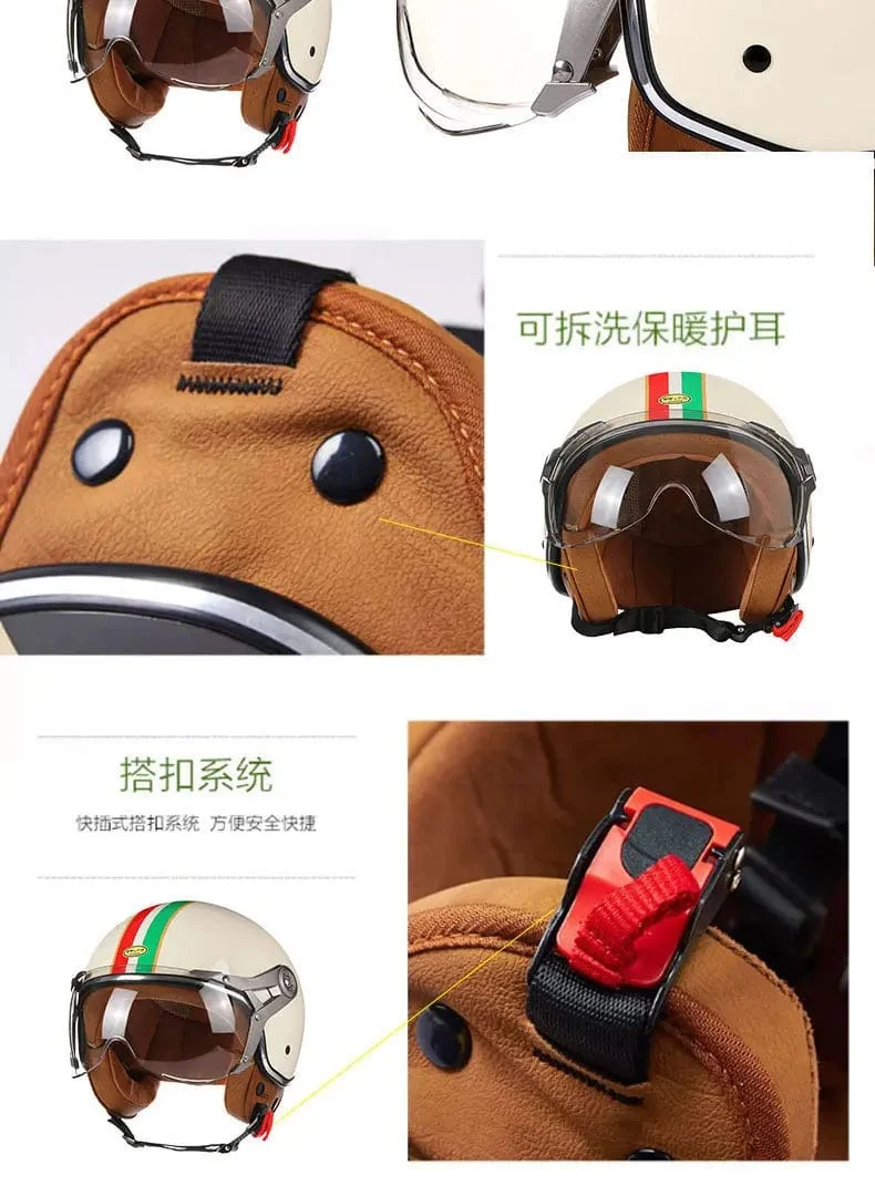Open Face 3/4 Motorrad Retro Motorrad Helme Vintage Chopper Capacete De Moto Bike Cascos Roller Mit Für Männer Frauen DOT