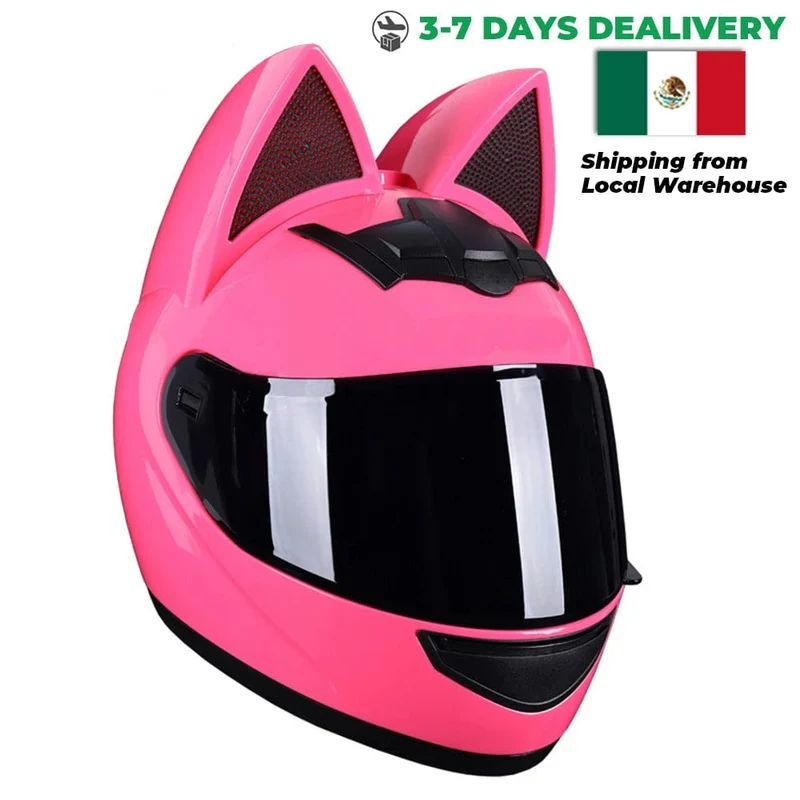 Motorradhelm, Integralhelm, Katzenohren, abnehmbar, DOT-Zertifizierung, Sicherheitshelm für Damen und Herren, atmungsaktiv, Geschenk für Freundin