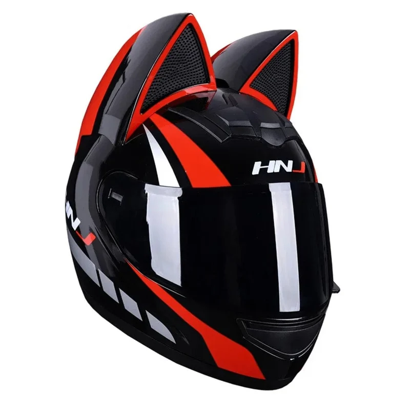 Motorradhelm, Integralhelm, Katzenohren, abnehmbar, DOT-Zertifizierung, Sicherheitshelm für Damen und Herren, atmungsaktiv, Geschenk für Freundin
