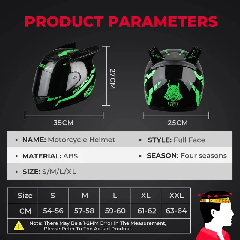 Motorradhelm, Integralhelm, Katzenohren, abnehmbar, DOT-Zertifizierung, Sicherheitshelm für Damen und Herren, atmungsaktiv, Geschenk für Freundin