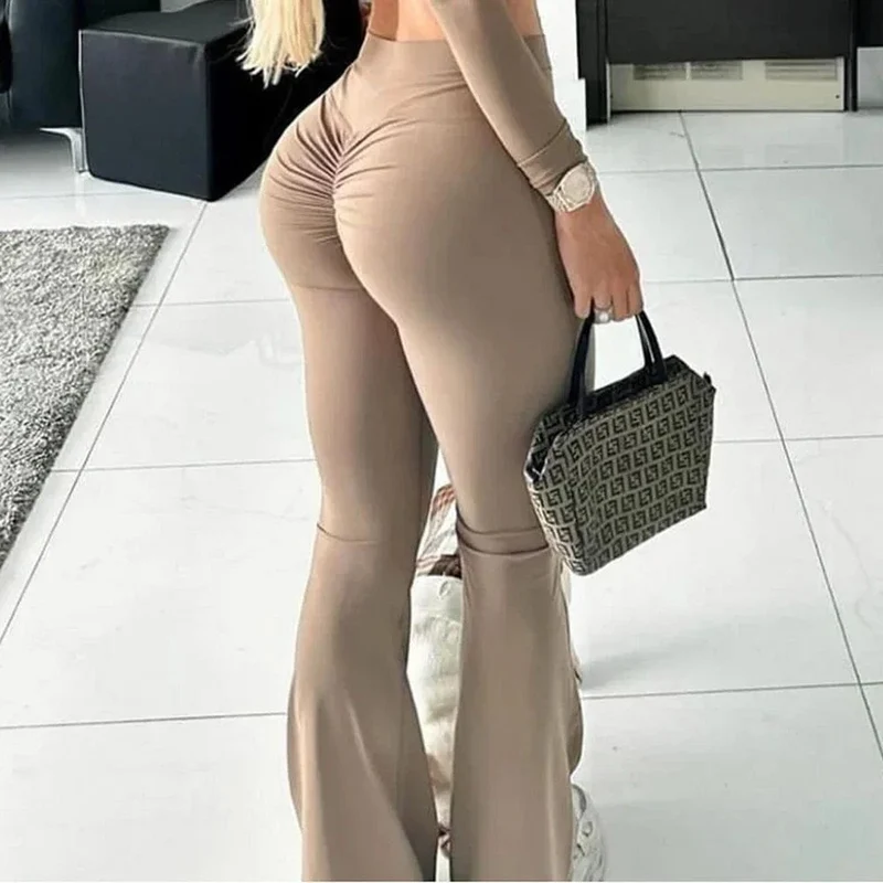 Neue Scrunch Flare Leggings für Frauen, hohe Taille, Yoga-Hose, dehnbare Tanz-Leggings, Workout, Fitnessstudio, Push-Up-Booty-Leggings