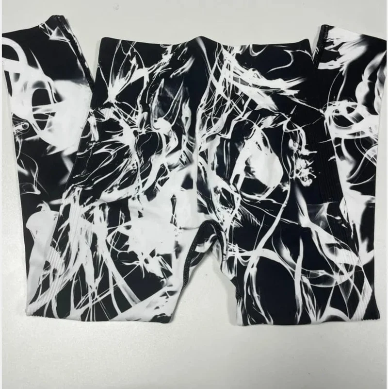 Tie Dye Nahtlose Leggings Damen für Fitnessstudio Yoga Hosen Push Up Workout Sport Leggings Hohe Taille Strumpfhosen Damen Fitness Kleidung