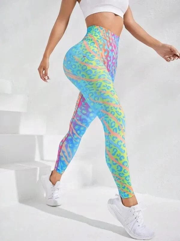 Tie Dye Nahtlose Leggings Damen für Fitnessstudio Yoga Hosen Push Up Workout Sport Leggings Hohe Taille Strumpfhosen Damen Fitness Kleidung