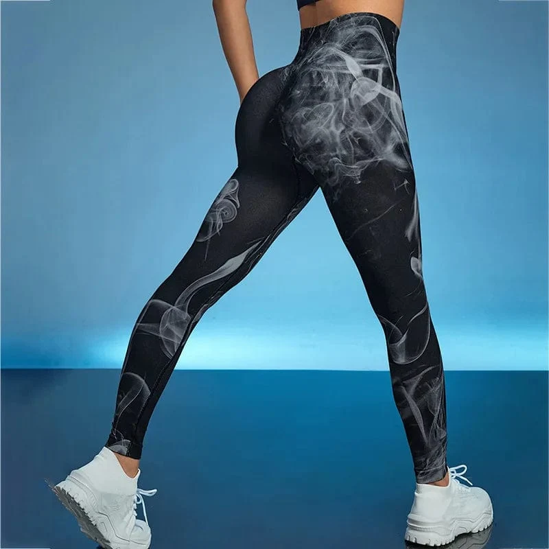 Tie Dye Nahtlose Leggings Damen für Fitnessstudio Yoga Hosen Push Up Workout Sport Leggings Hohe Taille Strumpfhosen Damen Fitness Kleidung
