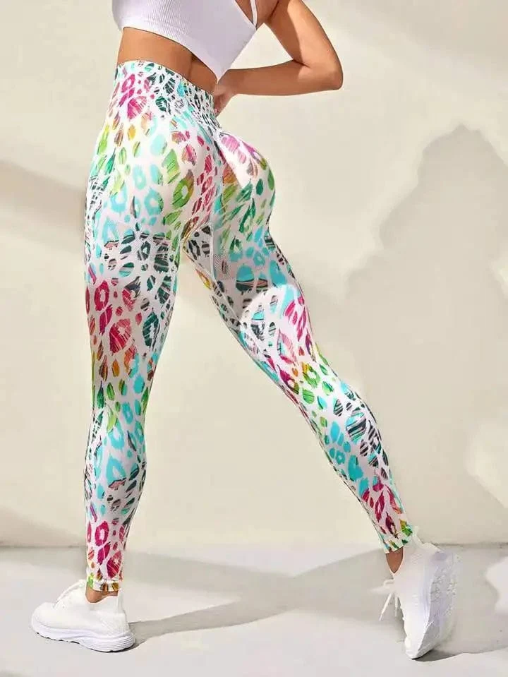 Tie Dye Nahtlose Leggings Damen für Fitnessstudio Yoga Hosen Push Up Workout Sport Leggings Hohe Taille Strumpfhosen Damen Fitness Kleidung