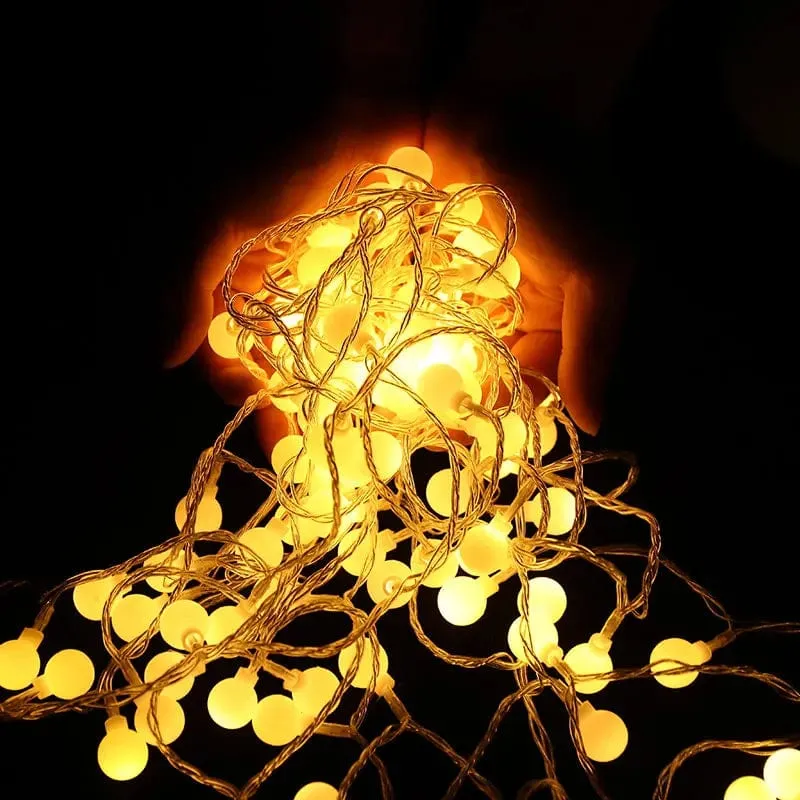 BLACKDEER Solar-Lichterkette für den Außenbereich, 100 LED-Kristallkugel-Lichter, wasserdichte, batteriebetriebene USB-Terrassenleuchte für Campingzelt