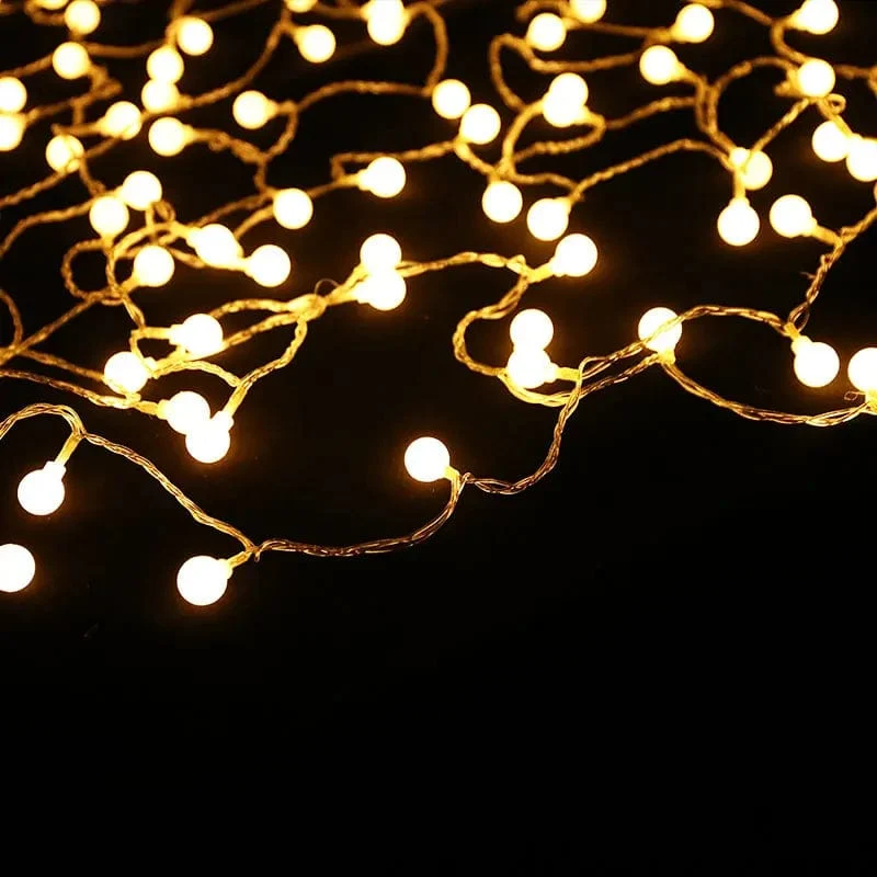 BLACKDEER Solar-Lichterkette für den Außenbereich, 100 LED-Kristallkugel-Lichter, wasserdichte, batteriebetriebene USB-Terrassenleuchte für Campingzelt
