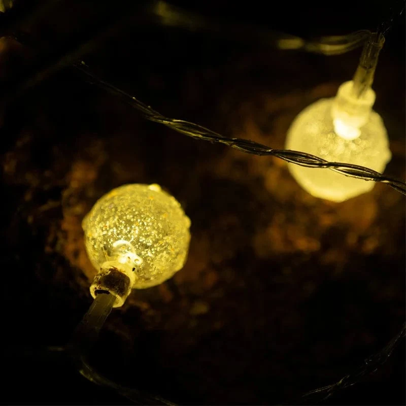 BLACKDEER Solar-Lichterkette für den Außenbereich, 100 LED-Kristallkugel-Lichter, wasserdichte, batteriebetriebene USB-Terrassenleuchte für Campingzelt