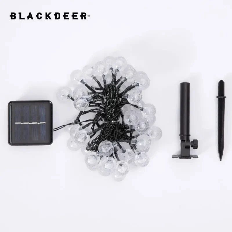BLACKDEER Solar-Lichterkette für den Außenbereich, 100 LED-Kristallkugel-Lichter, wasserdichte, batteriebetriebene USB-Terrassenleuchte für Campingzelt