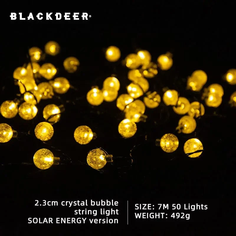 BLACKDEER Solar-Lichterkette für den Außenbereich, 100 LED-Kristallkugel-Lichter, wasserdichte, batteriebetriebene USB-Terrassenleuchte für Campingzelt