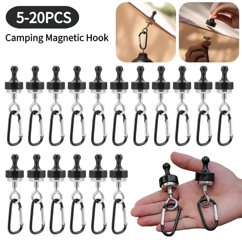 5-20PCS Starke Magnetische Haken Mehrzweck Outdoor Zelt Camping Licht Haken Magnet Lager Aufhänger D Typ Bergsteigen schnalle