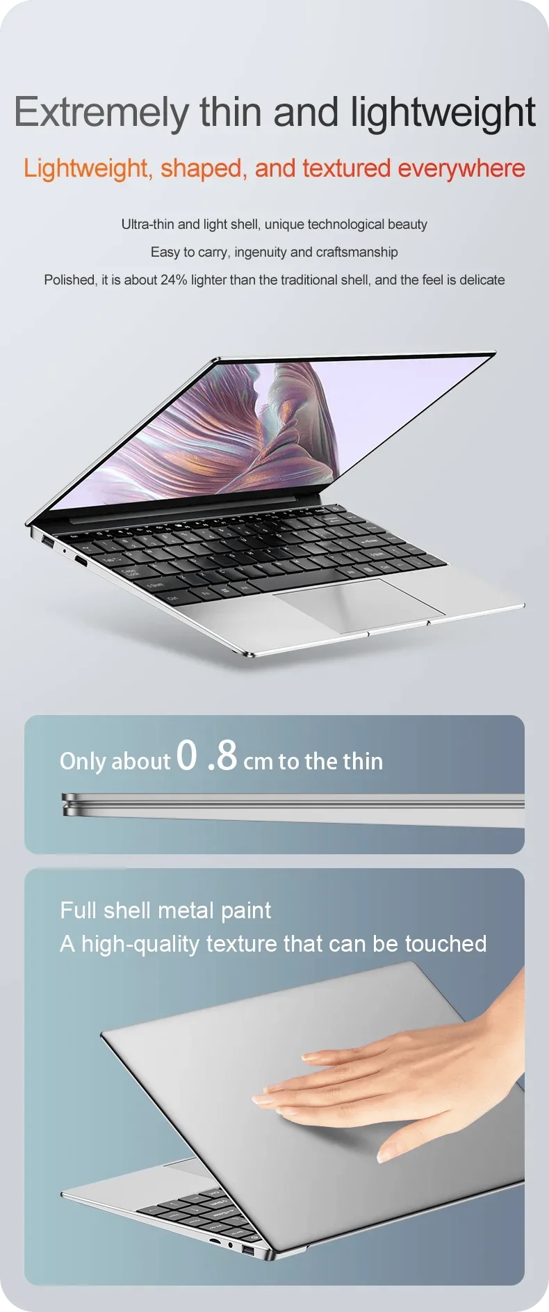 Ultraflacher Laptop 14.1 Zoll, 16 GB RAM, 2 TB SSD, Intel N3700, Notebook, Gamer, 1920 x 1080 Display, Büro-Computer, PC, Windows 11 Pro