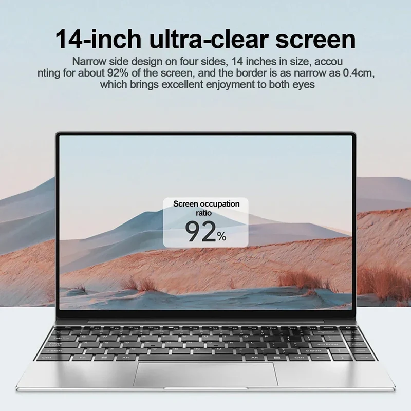 14.1-Zoll-Ultra-Slim-Laptop, 16 GB RAM, 2 TB SSD, Intel N3700, Notebook, Gamer, 1920 x 1080 Display, Büro-/Studiencomputer, PC, Windows 11 Pro