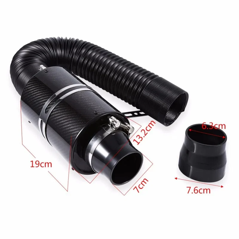 1 Set Universal Auto 3 Zoll Carbon Fiber Kaltluftfilter Feed Geschlossene Intake Induktion Rohr Schlauch Kit Universal