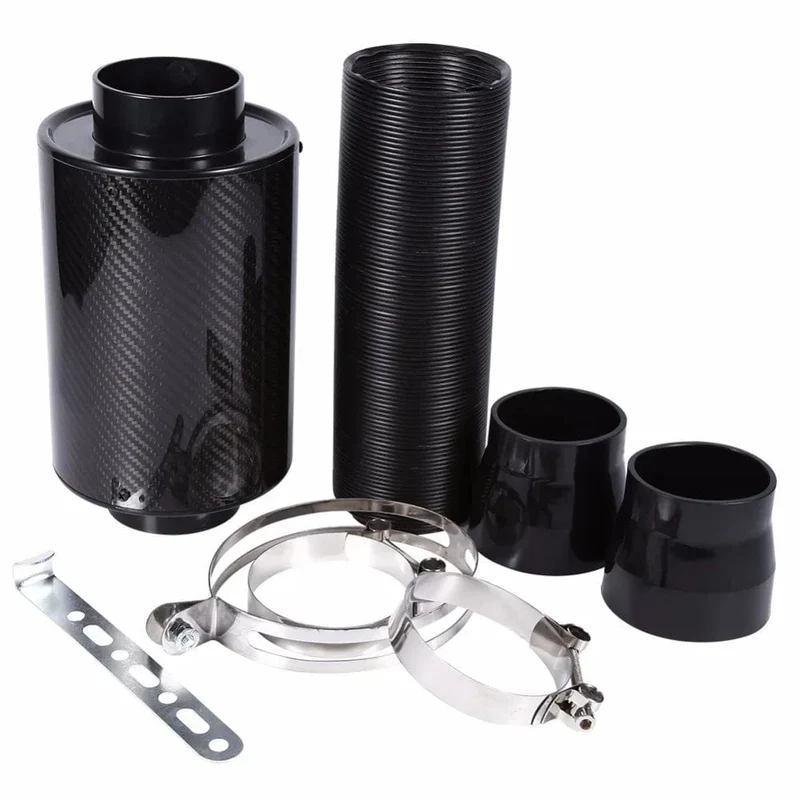 1 Set Universal Auto 3 Zoll Carbon Fiber Kaltluftfilter Feed Geschlossene Intake Induktion Rohr Schlauch Kit Universal