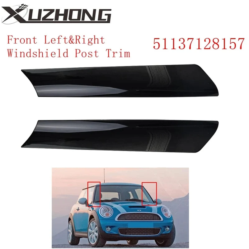 51137128157 Zierleiste für die Windschutzscheibe (A-Säule) vorne links und rechts (Fahrerseite) für Mini Cooper R50 R52 R53, schwarze Abdeckung