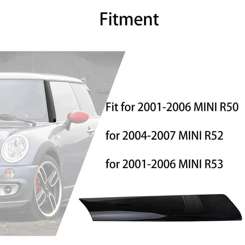51137128157 Zierleiste für die Windschutzscheibe (A-Säule) vorne links und rechts (Fahrerseite) für Mini Cooper R50 R52 R53, schwarze Abdeckung