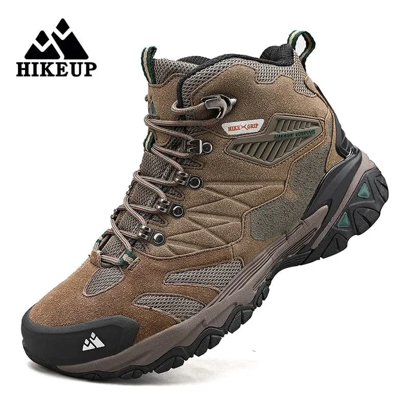 HIKEUP Winterstiefel Herren Outdoor Wanderstiefel Wildleder High Top Trekking Herrenschuhe Regenfeste Taktische Kampf Militärstiefel