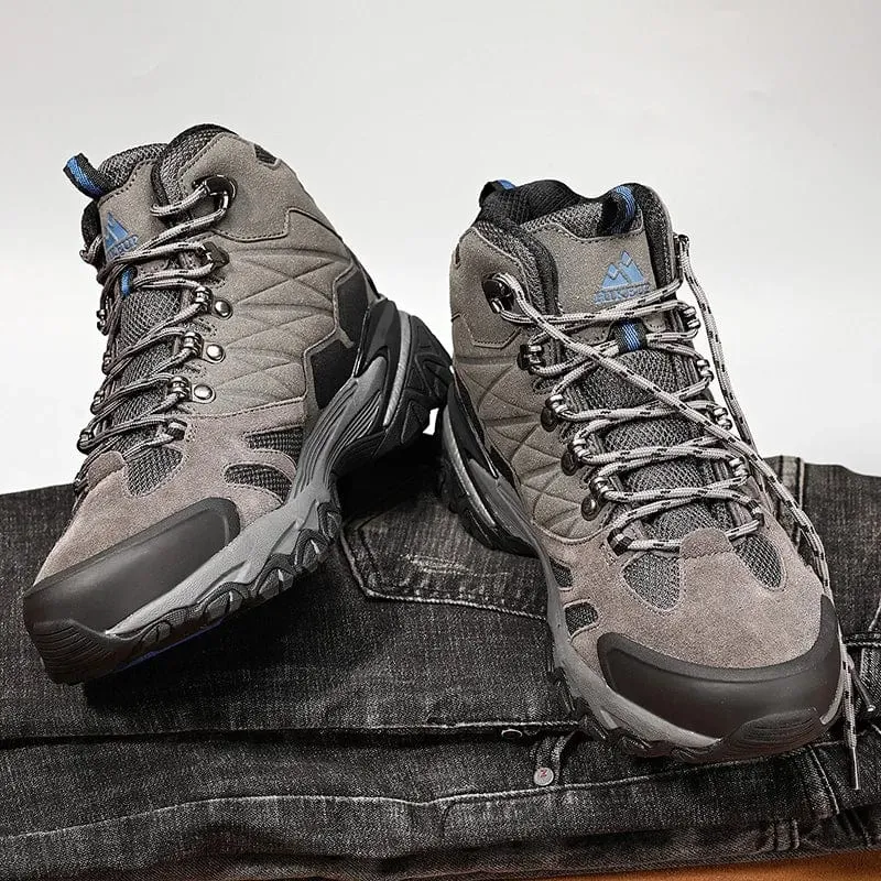 HIKEUP Winterstiefel Herren Outdoor Wanderstiefel Wildleder High Top Trekking Herrenschuhe Regenfeste Taktische Kampf Militärstiefel