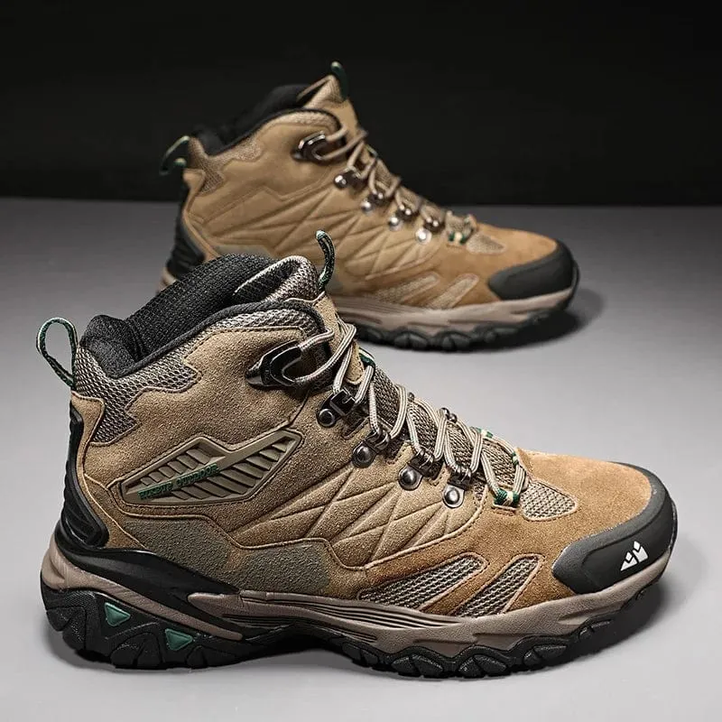 HIKEUP Winterstiefel Herren Outdoor Wanderstiefel Wildleder High Top Trekking Herrenschuhe Regenfeste Taktische Kampf Militärstiefel