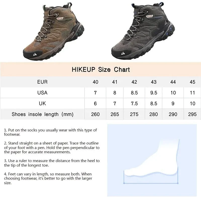 HIKEUP Winterstiefel Herren Outdoor Wanderstiefel Wildleder High Top Trekking Herrenschuhe Regenfeste Taktische Kampf Militärstiefel