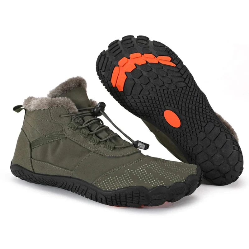 Damen Herren Winterstiefeletten High-Top Barfuß Trekking Bergstiefel Rutschfeste Wanderschuhe Outdoor Verschleißfeste Schneestiefel
