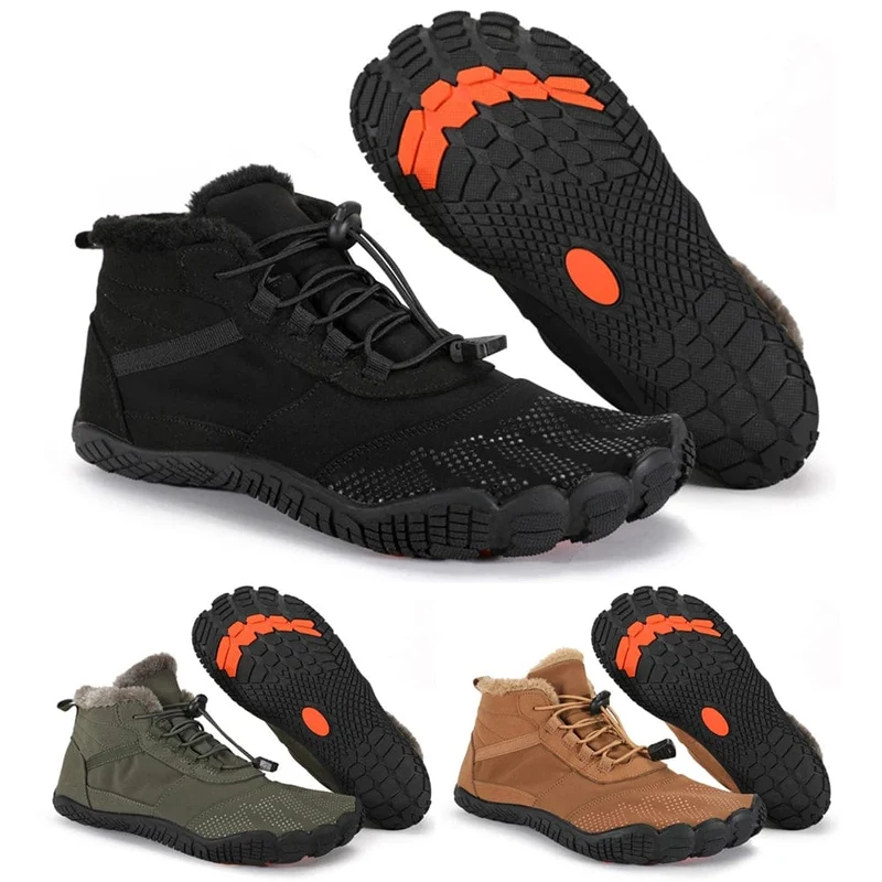 Damen Herren Winterstiefeletten High-Top Barfuß Trekking Bergstiefel Rutschfeste Wanderschuhe Outdoor Verschleißfeste Schneestiefel