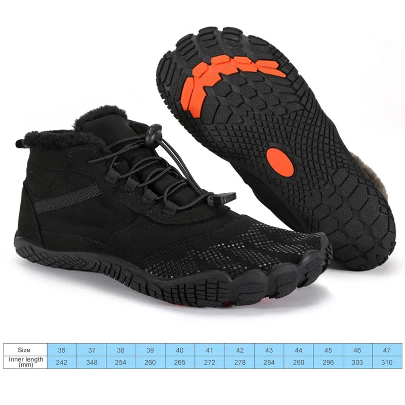 Damen Herren Winterstiefeletten High-Top Barfuß Trekking Bergstiefel Rutschfeste Wanderschuhe Outdoor Verschleißfeste Schneestiefel