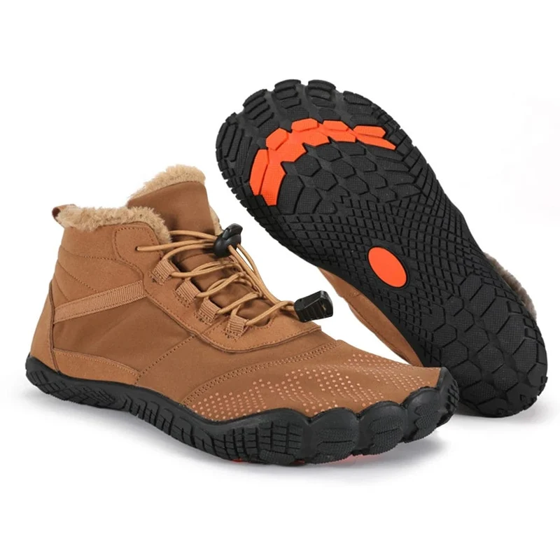 Damen Herren Winterstiefeletten High-Top Barfuß Trekking Bergstiefel Rutschfeste Wanderschuhe Outdoor Verschleißfeste Schneestiefel