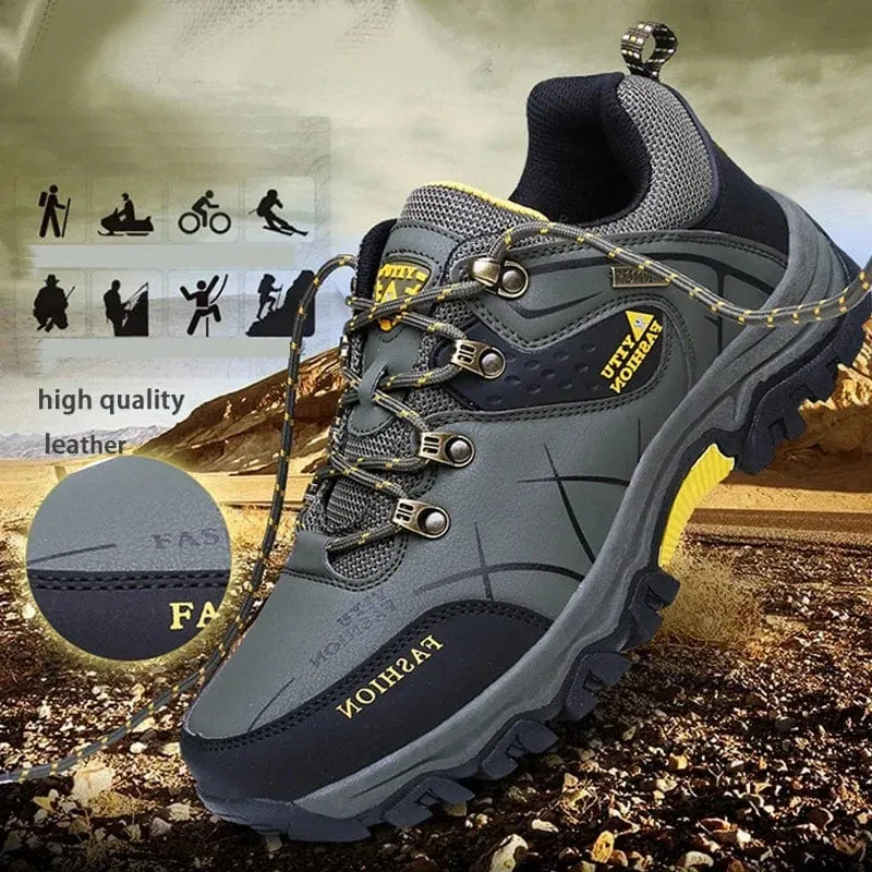 Schuhe für Männer 2023 Neue Männer Turnschuhe Leder Wasserdicht Bergsteigen Camping Wanderschuhe Dicke Sohle Bequeme Laufschuhe