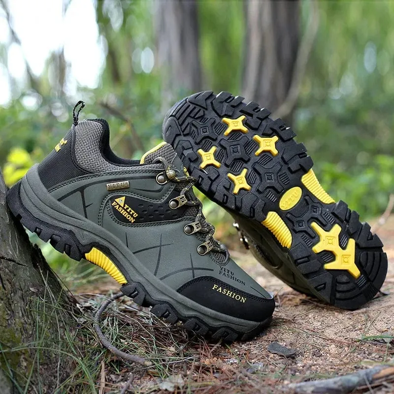 Schuhe für Männer 2023 Neue Männer Turnschuhe Leder Wasserdicht Bergsteigen Camping Wanderschuhe Dicke Sohle Bequeme Laufschuhe