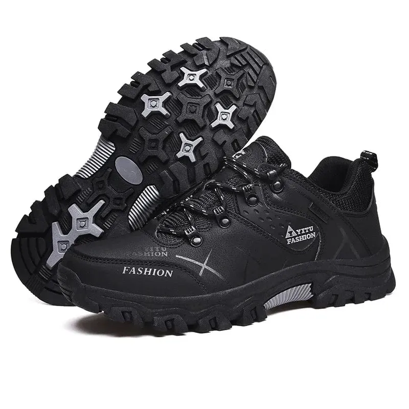 Schuhe für Männer 2023 Neue Männer Turnschuhe Leder Wasserdicht Bergsteigen Camping Wanderschuhe Dicke Sohle Bequeme Laufschuhe