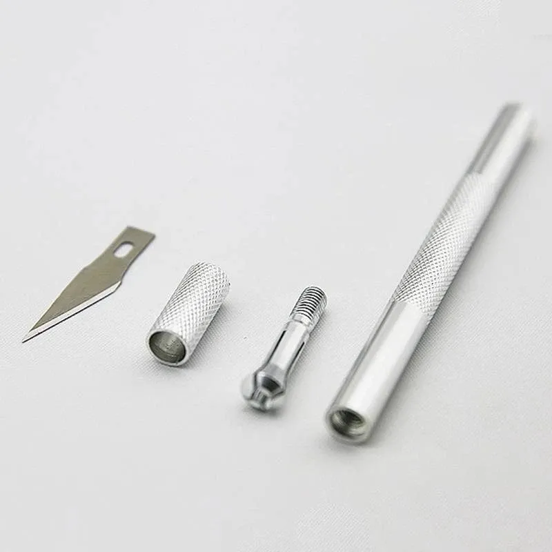 Malathorne Tischtennis-Belag-Schneidemesser, Griff aus Aluminiumlegierung und 5 Klingen zum Schneiden von Belag, Schläger-Heimwerkerwerkzeug