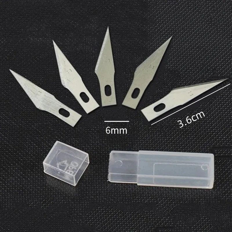 Malathorne Tischtennis-Belag-Schneidemesser, Griff aus Aluminiumlegierung und 5 Klingen zum Schneiden von Belag, Schläger-Heimwerkerwerkzeug