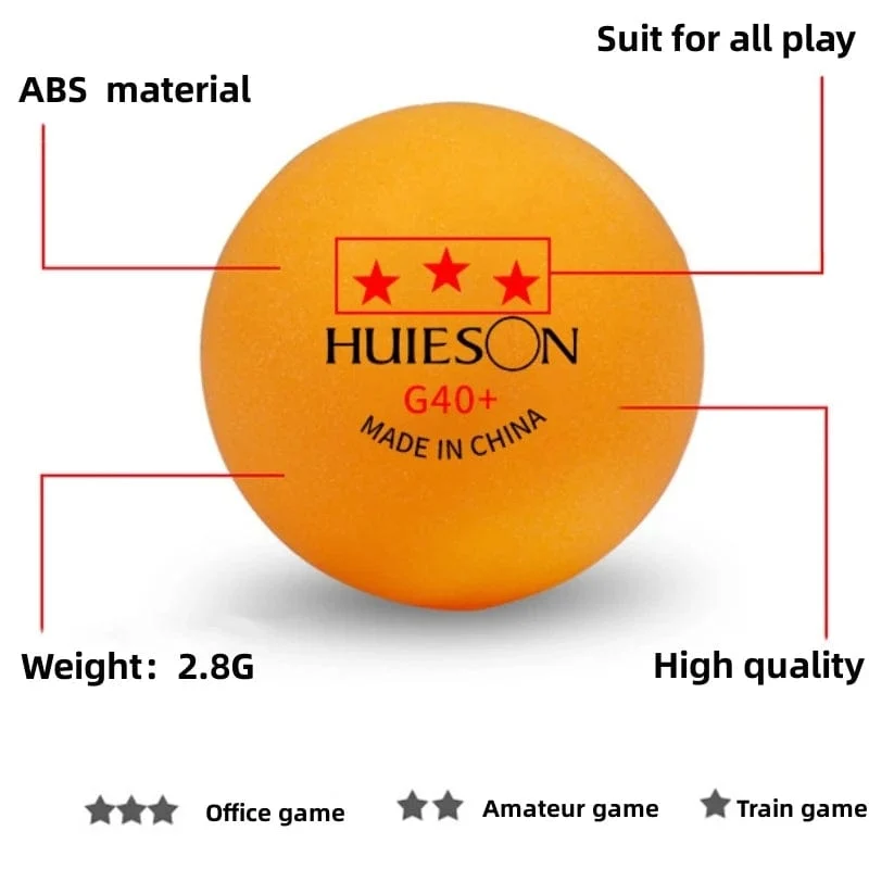 Huieson G40 + Professionelle Pingpongbälle 3 Sterne Tischtennisbälle aus Polymermaterial TTF-Standard Tischtennis für Wettkämpfe