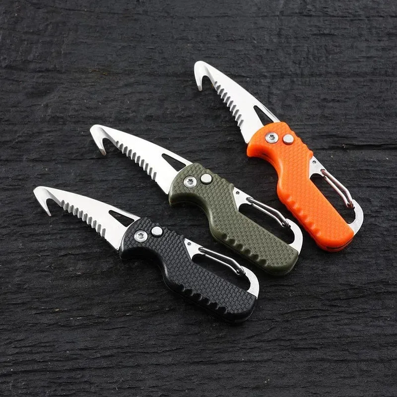 Tragbares Klappmesser, Express-Paketmesser, Geschenk, Schlüsselanhänger, gezacktes Hakenmesser, Outdoor-Camping, Handgepäck, Survival-Werkzeugkastenöffner