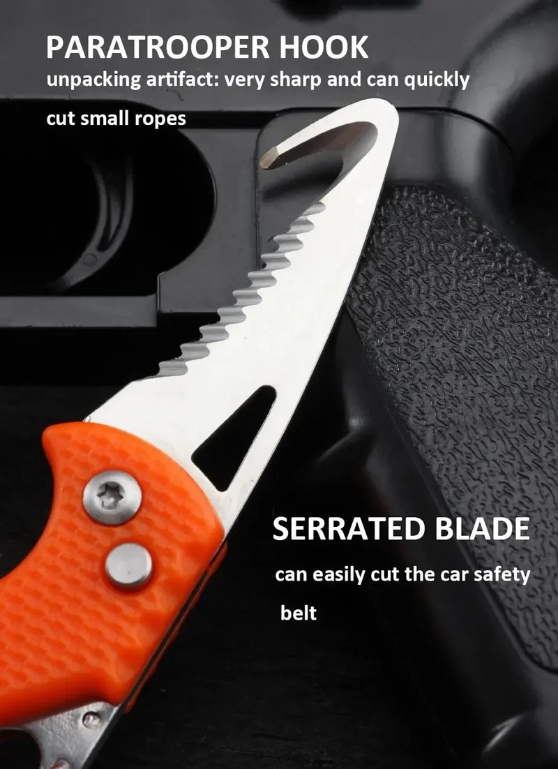 Tragbares Klappmesser, Express-Paketmesser, Geschenk, Schlüsselanhänger, gezacktes Hakenmesser, Outdoor-Camping, Handgepäck, Survival-Werkzeugkastenöffner