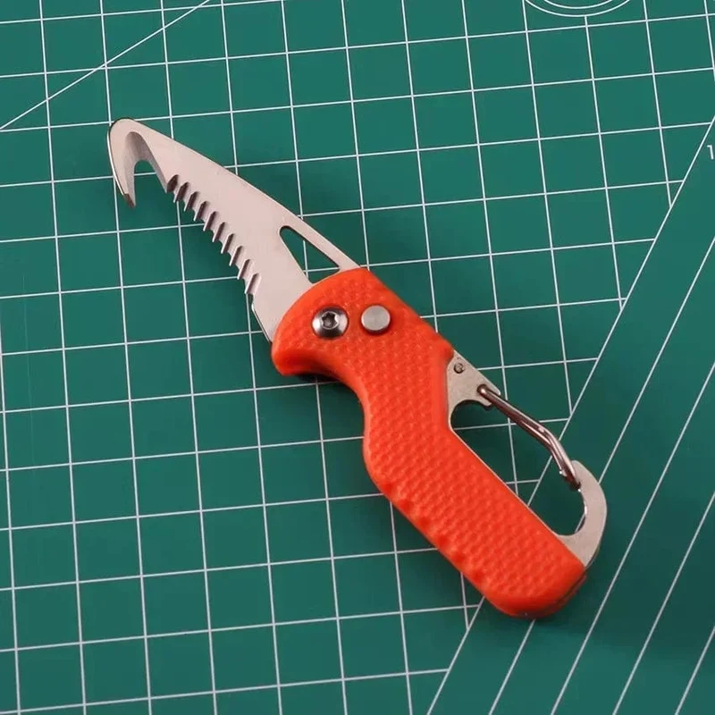 Tragbares Klappmesser, Express-Paketmesser, Geschenk, Schlüsselanhänger, gezacktes Hakenmesser, Outdoor-Camping, Handgepäck, Survival-Werkzeugkastenöffner