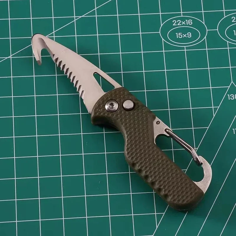 Tragbares Klappmesser, Express-Paketmesser, Geschenk, Schlüsselanhänger, gezacktes Hakenmesser, Outdoor-Camping, Handgepäck, Survival-Werkzeugkastenöffner