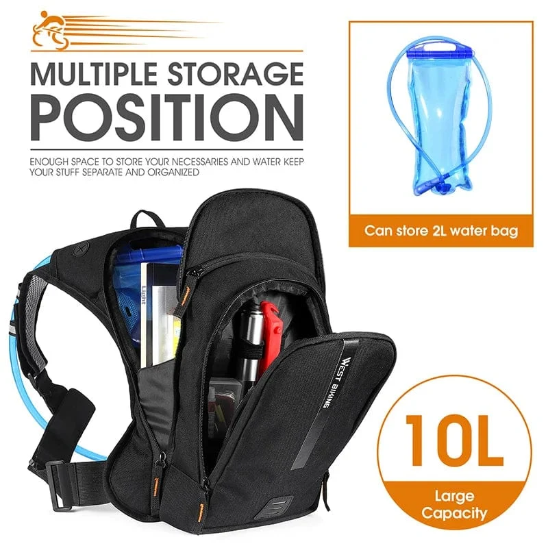 WEST BIKING Ultraleicht Fahrrad Tasche 10L Sport Trink Rucksack Ergonomie MTB Rennrad Radfahren Wasser Tasche Outdoor Klettern Tasche