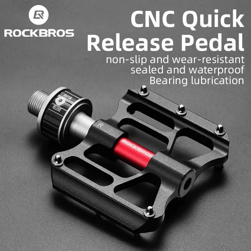 ROCKBROS Fahrradpedale MTB Schnellspanner CNC Regendicht Dichtung Lager 8.2 cm Verbreitert Rutschfeste Chrom Molybdän Fahrrad Rennrad Pedal