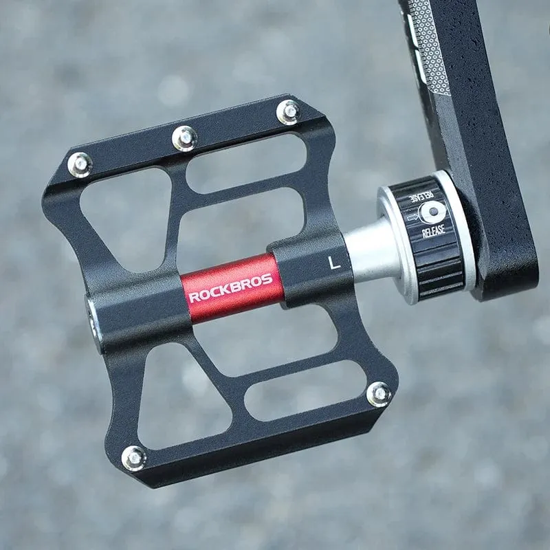 ROCKBROS Fahrradpedale MTB Schnellspanner CNC Regendicht Dichtung Lager 8.2 cm Verbreitert Rutschfeste Chrom Molybdän Fahrrad Rennrad Pedal