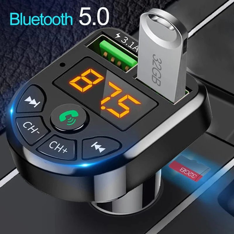 Auto Bluetooth MP3 Player Drahtloser Audioempfänger Dual USB 3.1A Schnellladegerät FM-Übertragung Auto MP3 Player Zubehör