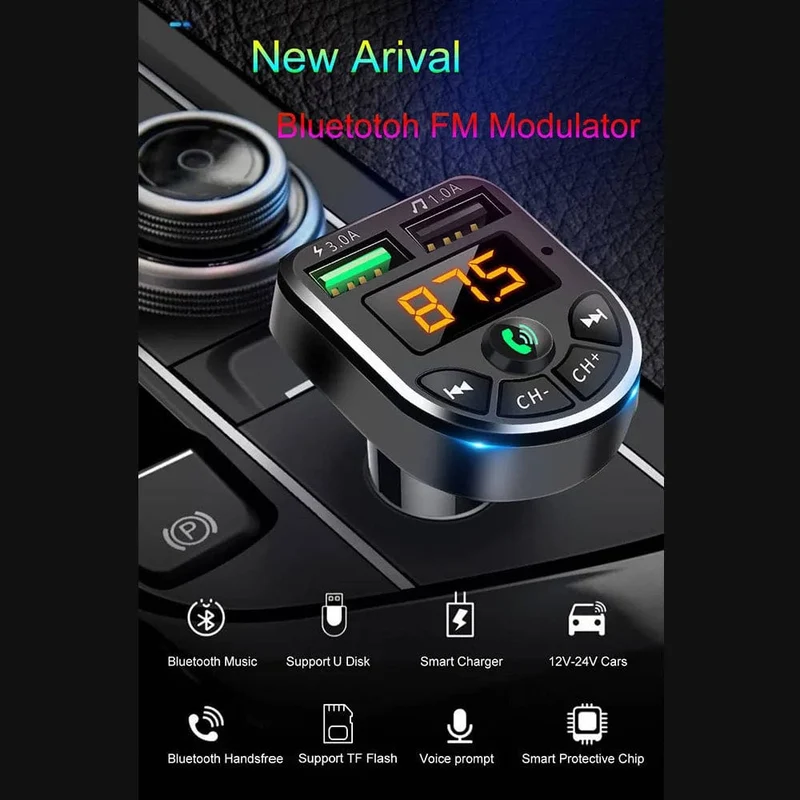Auto Bluetooth MP3 Player Drahtloser Audioempfänger Dual USB 3.1A Schnellladegerät FM-Übertragung Auto MP3 Player Zubehör