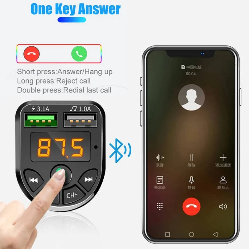Auto Bluetooth MP3 Player Drahtloser Audioempfänger Dual USB 3.1A Schnellladegerät FM-Übertragung Auto MP3 Player Zubehör