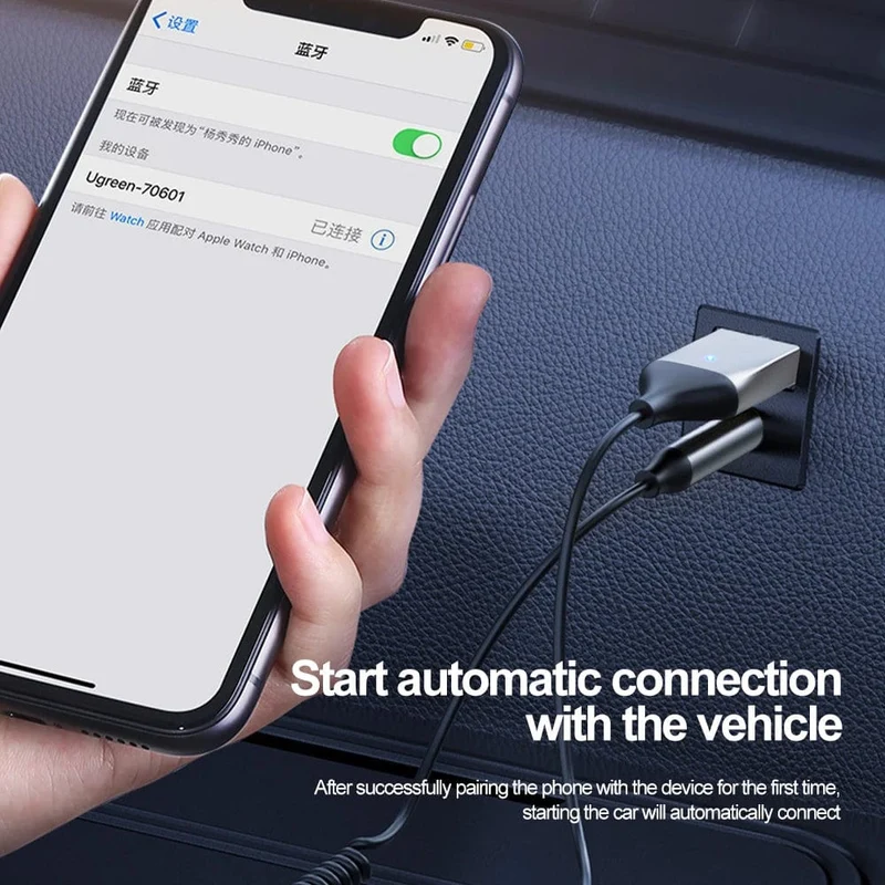 2-in-1-Funksender Bluetooth 5.0-Empfänger USB auf 3.5-mm-Buchse Automusik-Audio-AUX Auto-Bluetooth-Adapter Freisprecheinrichtung