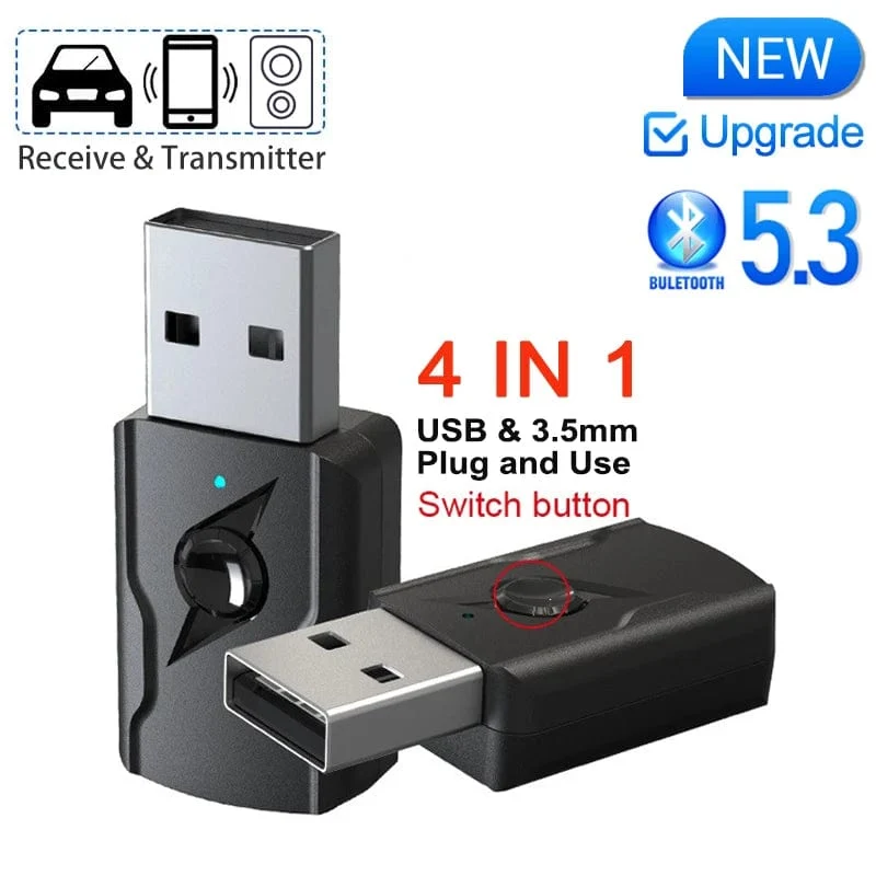 USB & 3.5mm AUX Bluetooth 5.3 Dongle Audio Receiver Transmitter Musik Adapter Für PC Mp3 Lautsprecher TV Drahtlose Kopfhörer auto Radio