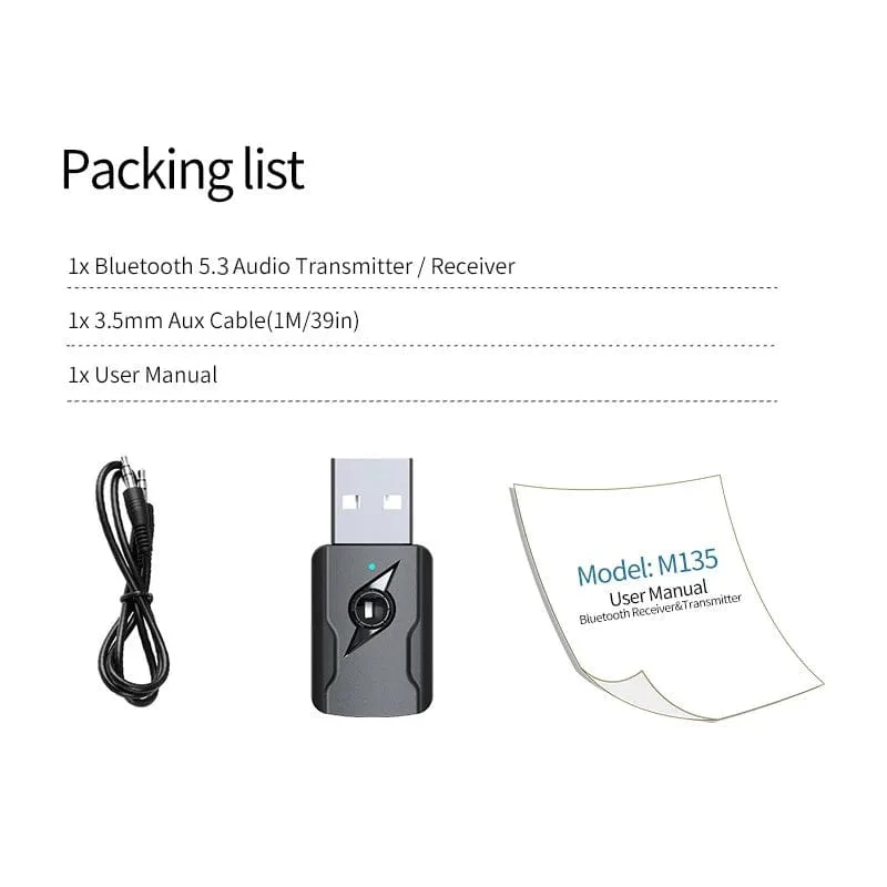 USB & 3.5mm AUX Bluetooth 5.3 Dongle Audio Receiver Transmitter Musik Adapter Für PC Mp3 Lautsprecher TV Drahtlose Kopfhörer auto Radio
